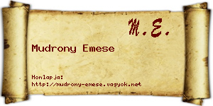 Mudrony Emese névjegykártya